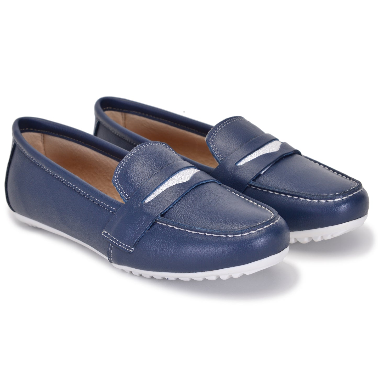 Mocassim Comfort Azul Marinho Sola Branca