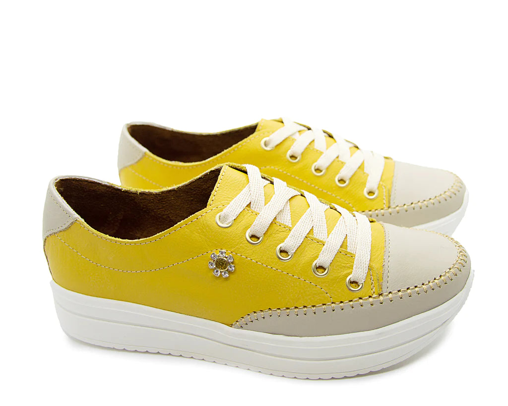 Tênis Valentina Amarelo com Bege