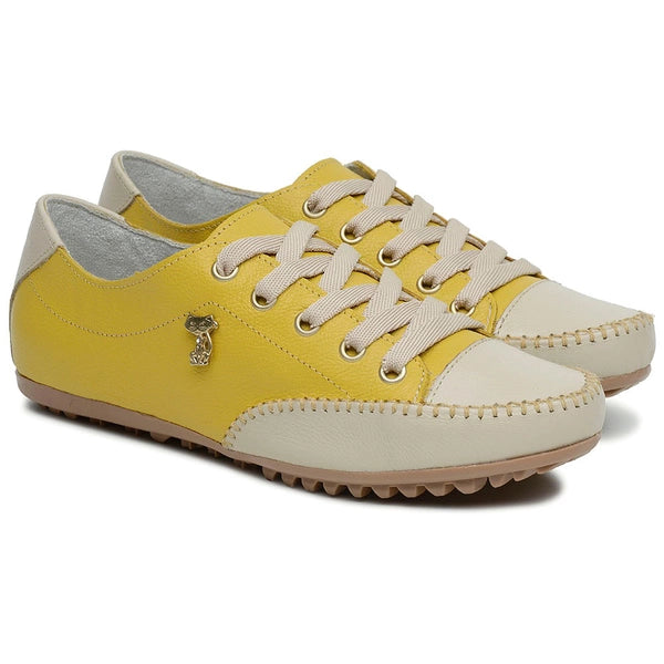 Mocatênis Julieta Amarelo com Bege