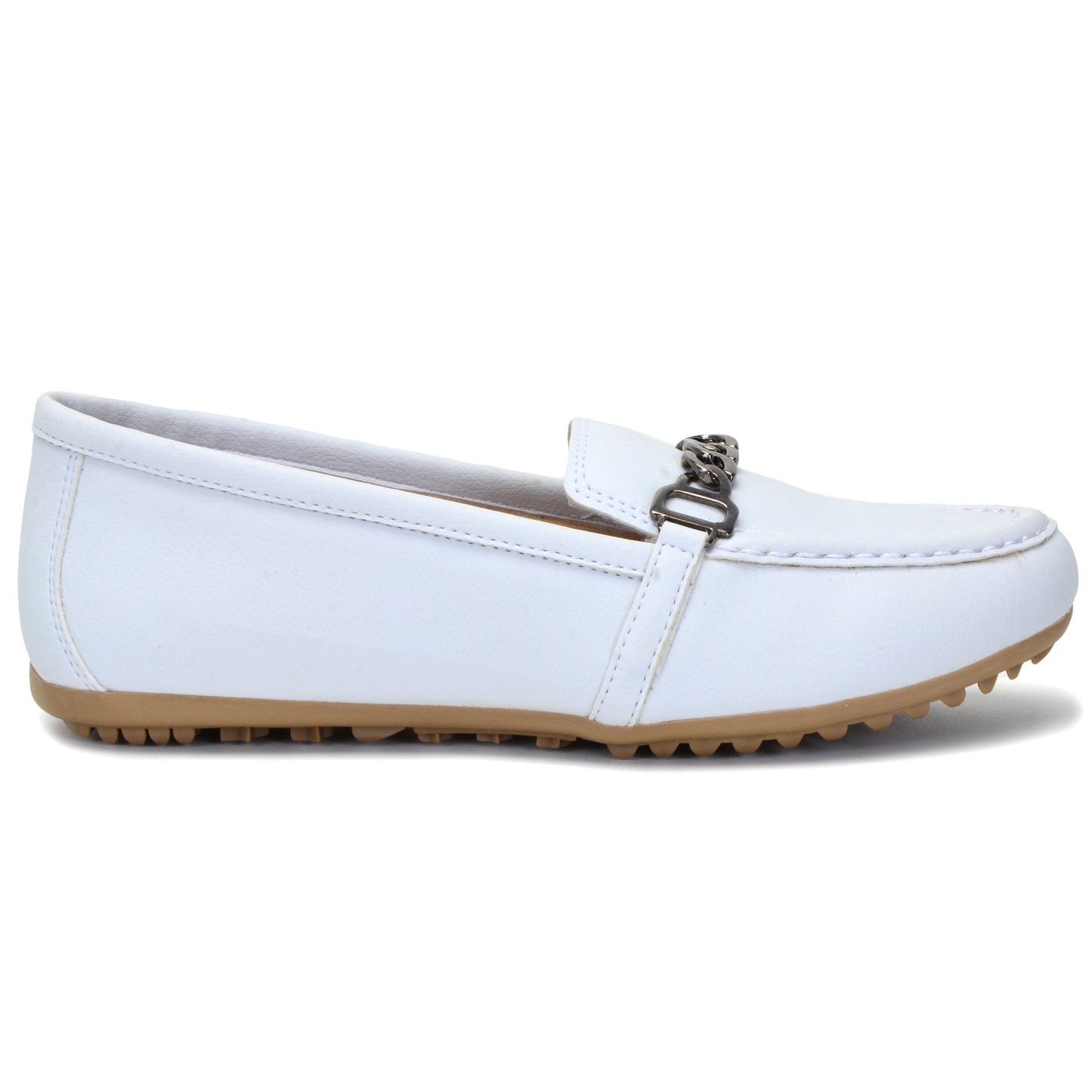 Mocassim Comfort Branco com Fivelas em Material Ecológico