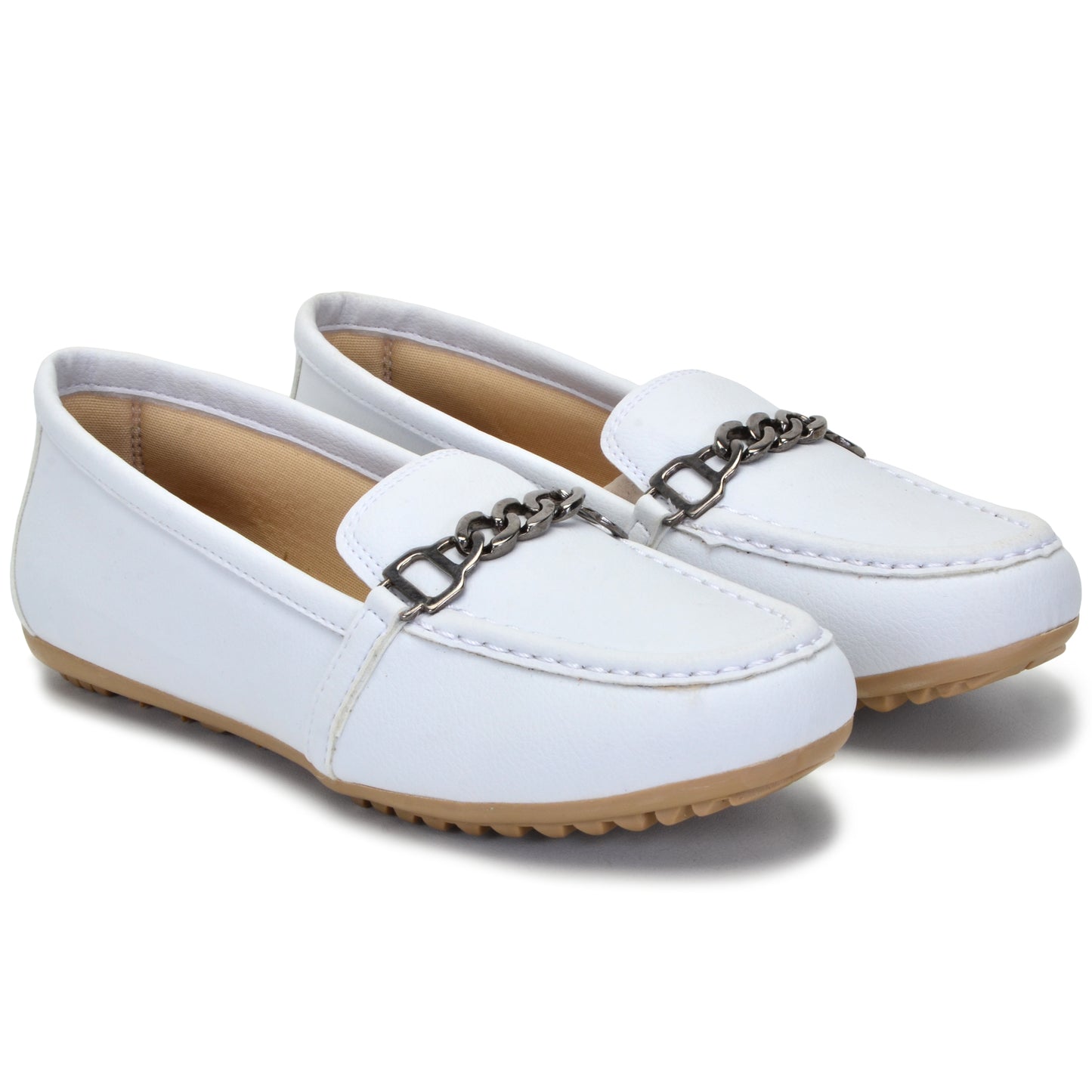 Mocassim Comfort Branco com Fivelas em Material Ecológico