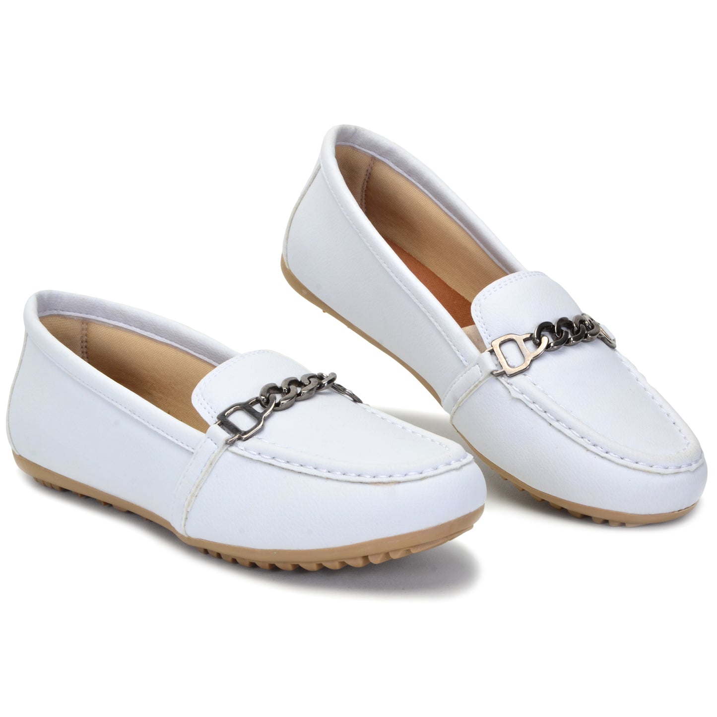 Mocassim Comfort Branco com Fivelas em Material Ecológico