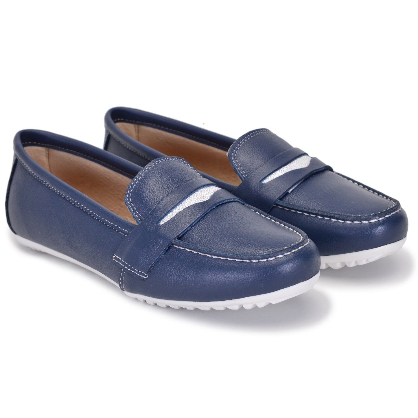 Mocassim Comfort Azul Marinho Sola Branca