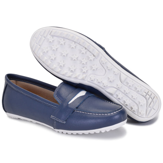 Mocassim Comfort Azul Marinho Sola Branca