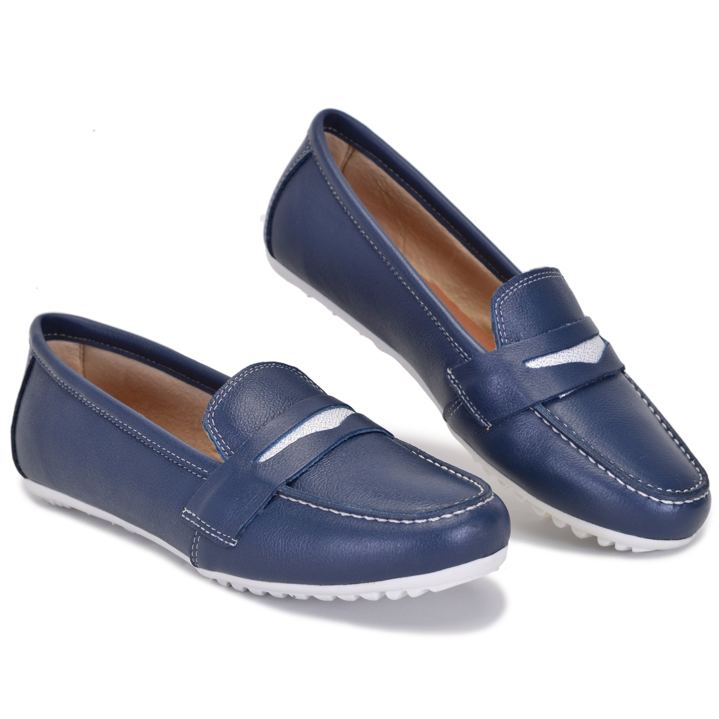 Mocassim Comfort Azul Marinho Sola Branca