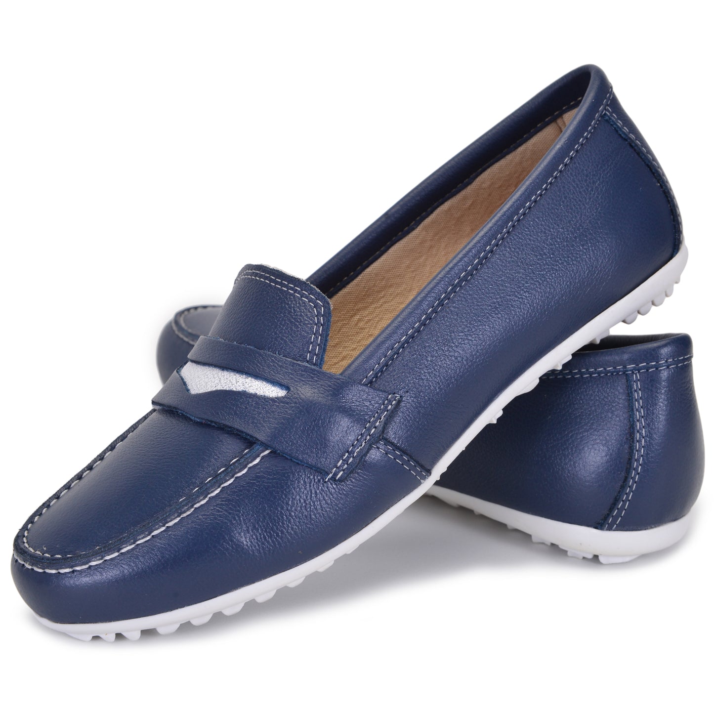 Mocassim Comfort Azul Marinho Sola Branca