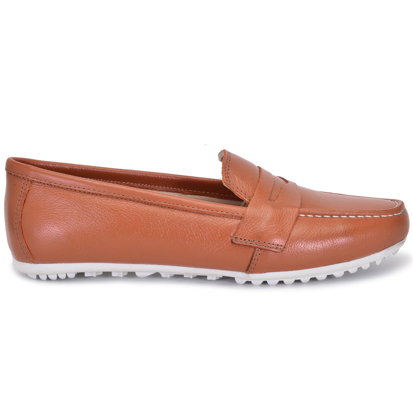 Mocassim Comfort Marrom Whisky Sola Branca