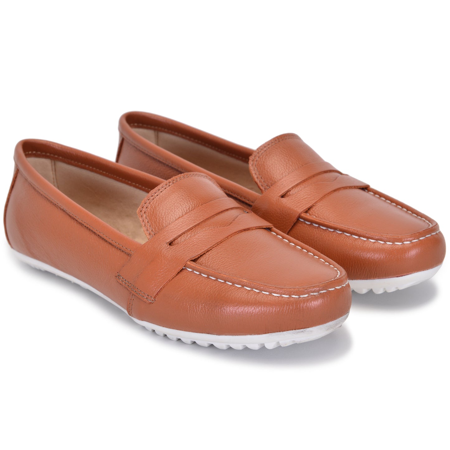 Mocassim Comfort Marrom Whisky Sola Branca