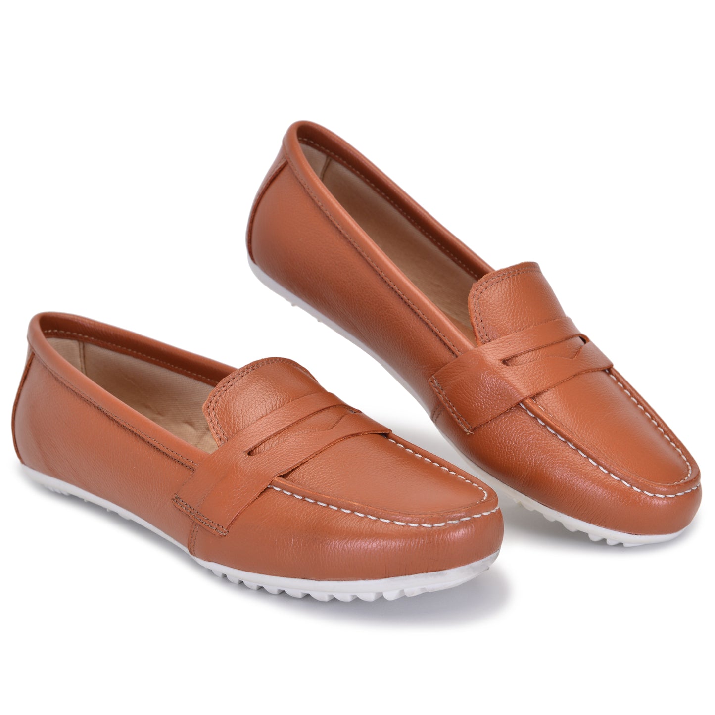 Mocassim Comfort Marrom Whisky Sola Branca