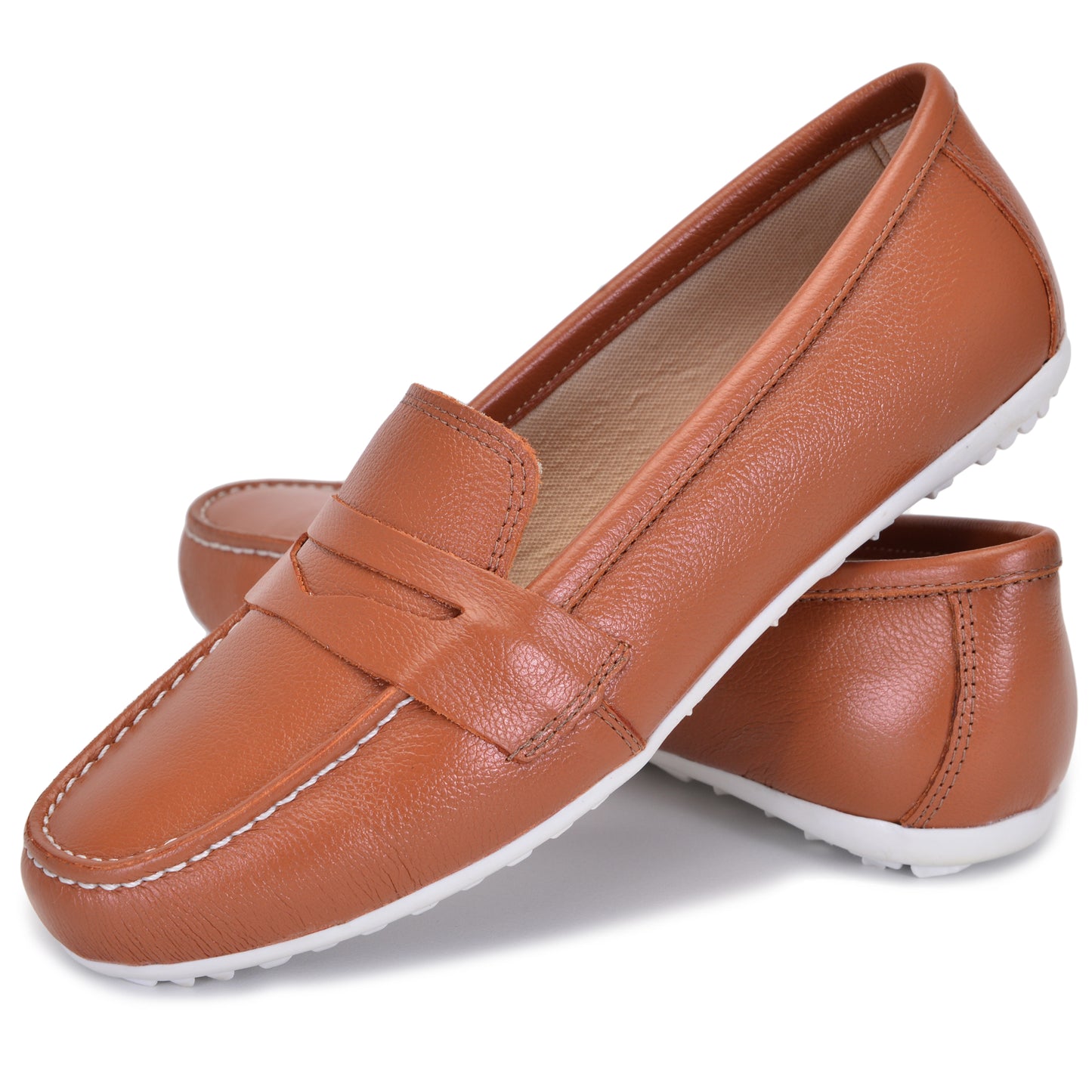 Mocassim Comfort Marrom Whisky Sola Branca