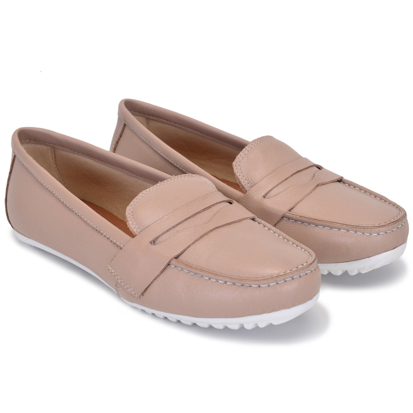 Mocassim Comfort Nude Sola Branca