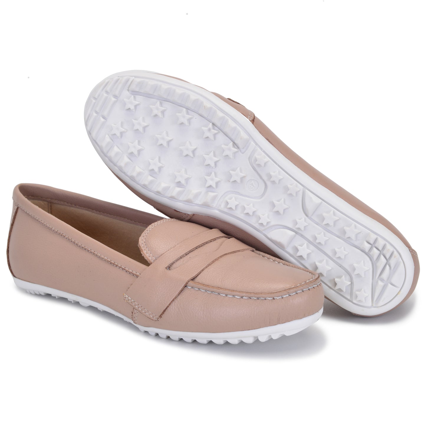 Mocassim Comfort Nude Sola Branca