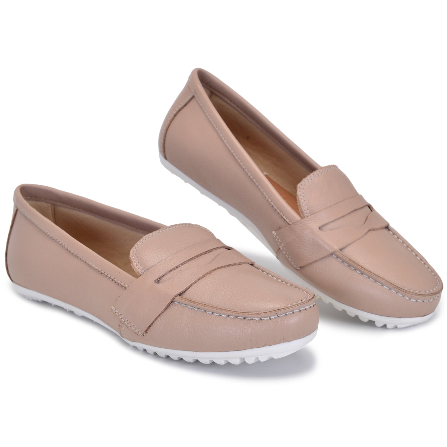 Mocassim Comfort Nude Sola Branca