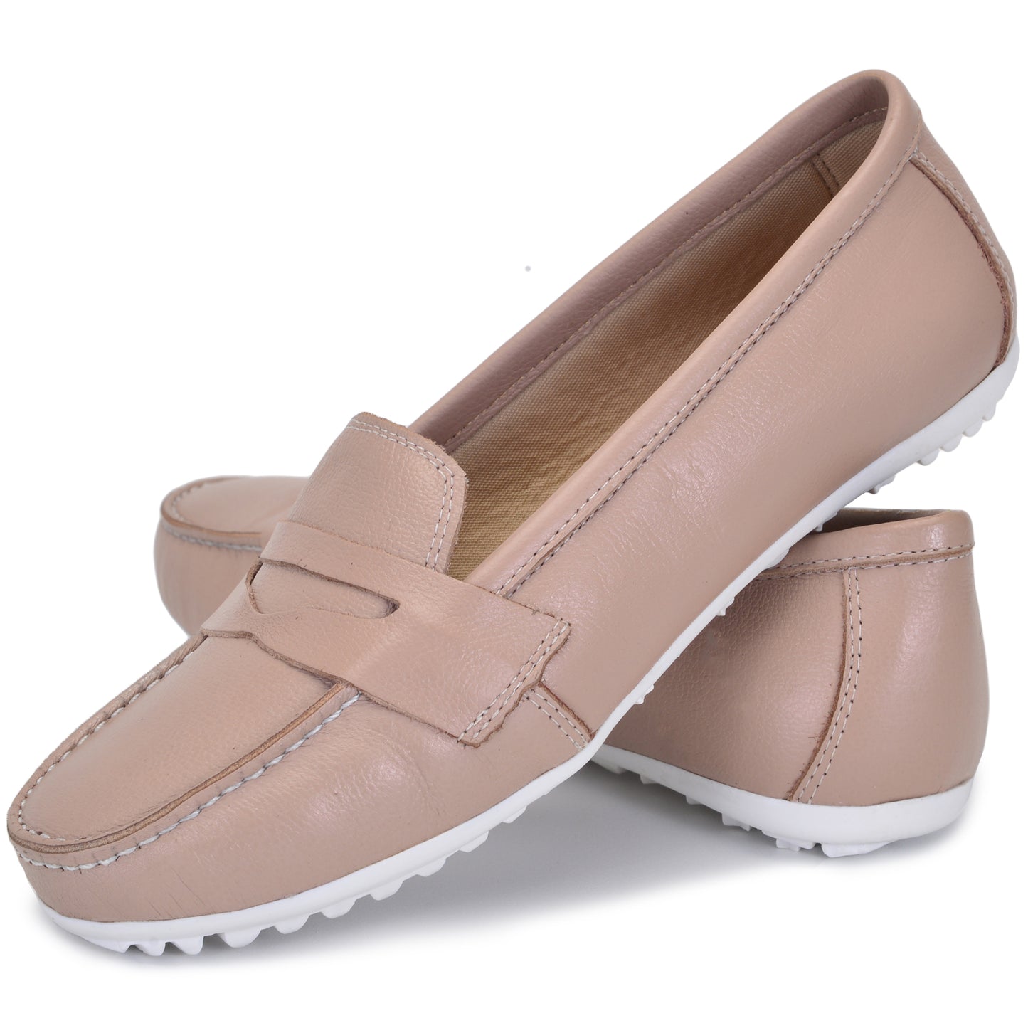 Mocassim Comfort Nude Sola Branca