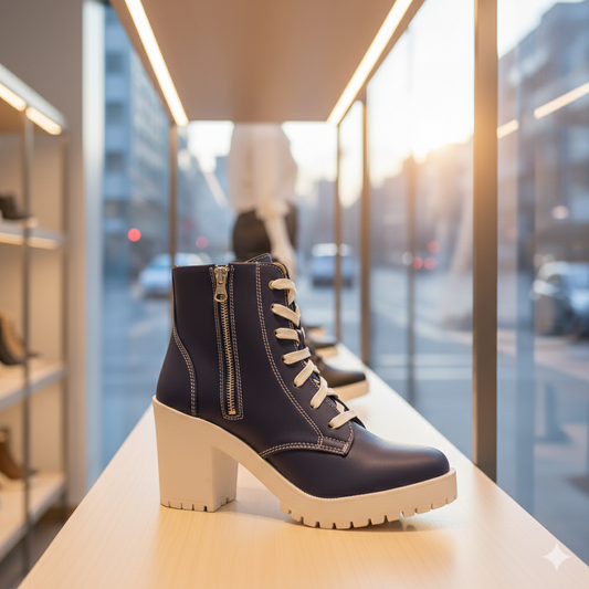 Coturno Feminino Salto Tratorado Cadarço Lançamento