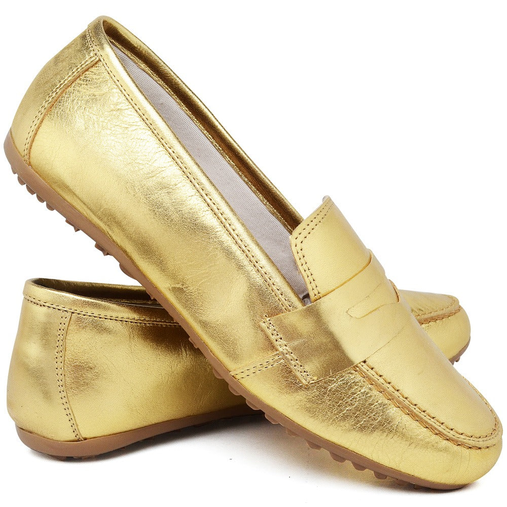 Mocassim Comfort Dourado