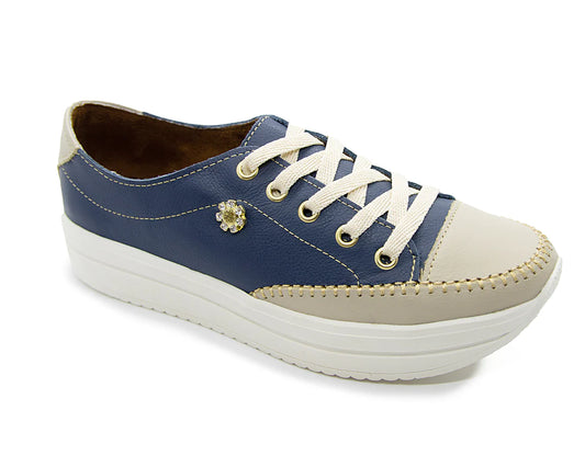 Tênis Valentina Azul Marinho com Bege